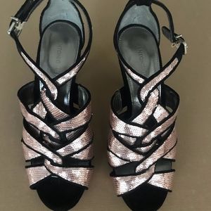 Women's Antonio Melani Pink Sequin Black Heel Sz 7